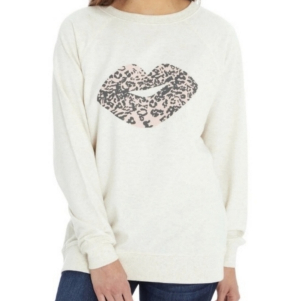 Wildfox leopard print lips long sleeve top